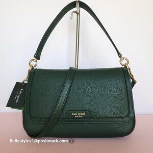 KATE SPADE Hudson Pebbled Leather Medium Flap Convertible Shoulder Bag-Northern⭐